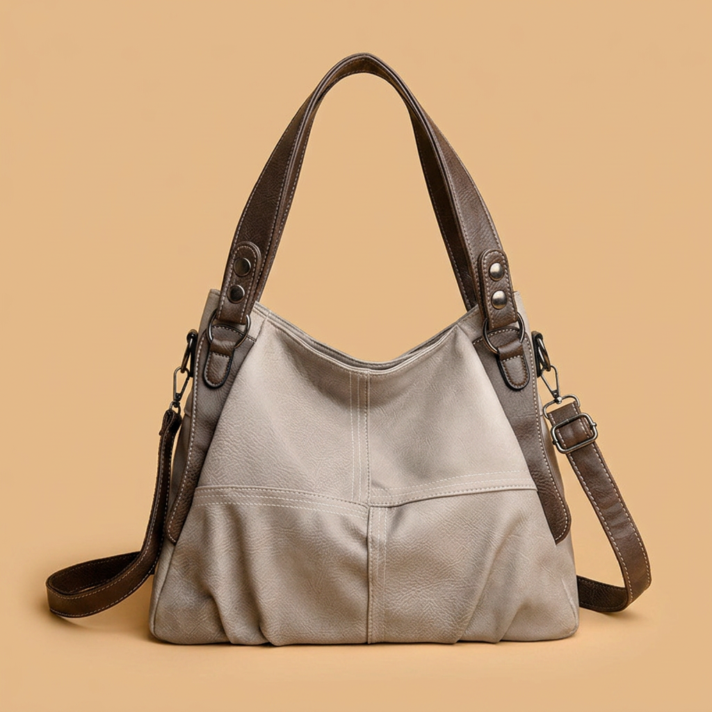 Bolso de Hombro con Costuras en Contraste