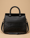 Bolso de Hombro de Cuero con Relieve de Cocodrilo