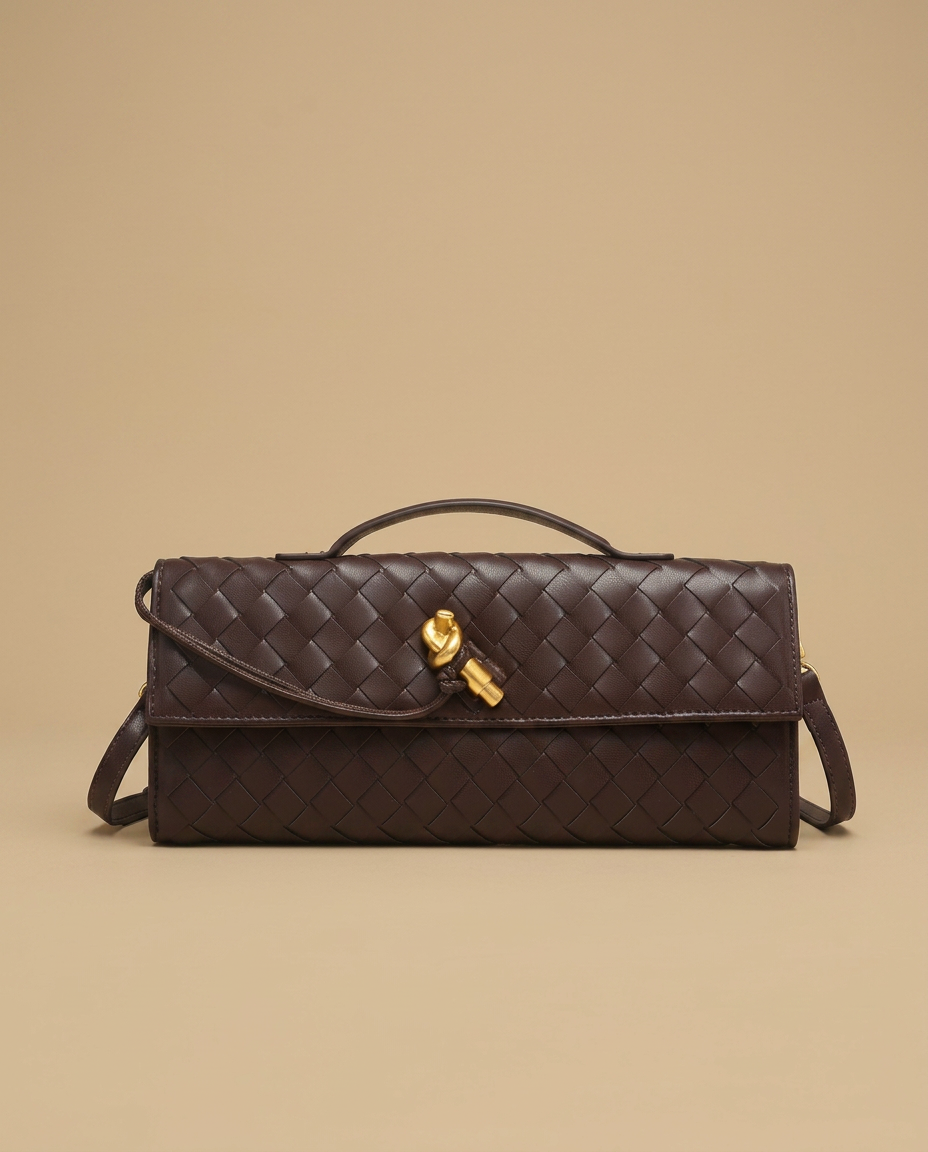 Bolso de Mano Cruzado de Cuero Trenzado