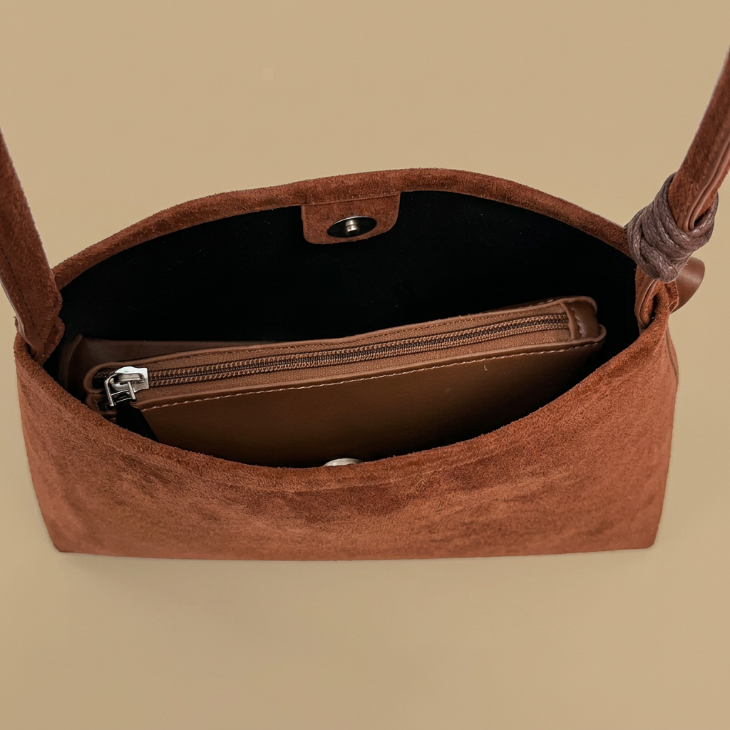 Bolso de Hombro de Ante para Mujeres Mini Bolso de Mano
