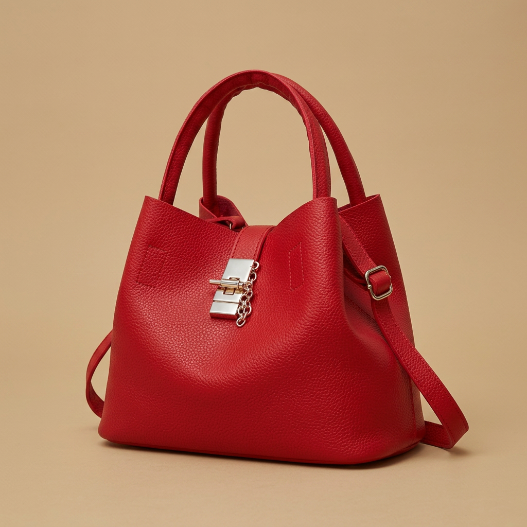 Bolso de Hombro para Mujeres de Cuero con Accesorios Dorados