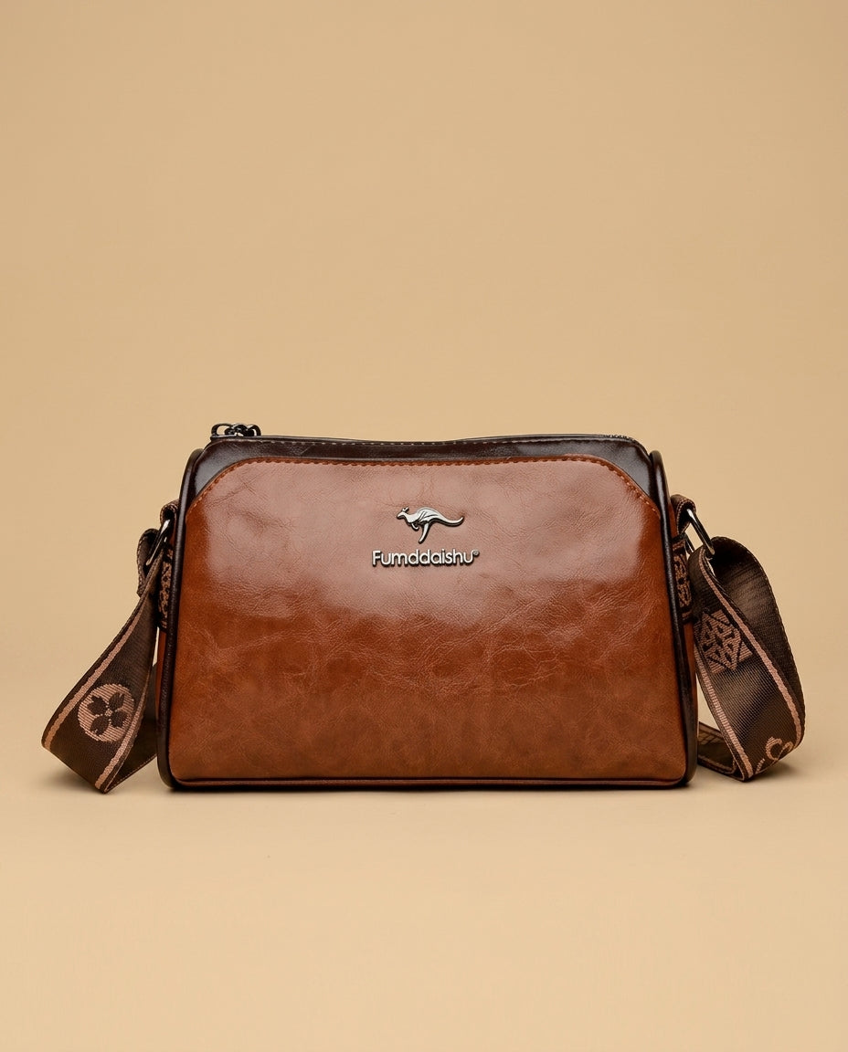 Bolso Bandolera de Cuero Estructurado con Solapa
