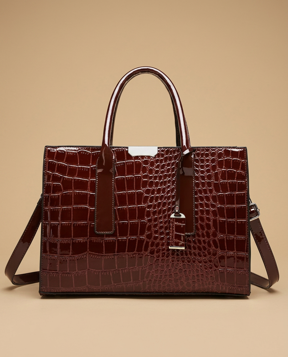 Bolso Tote con Acabado en Relieve de Cocodrilo