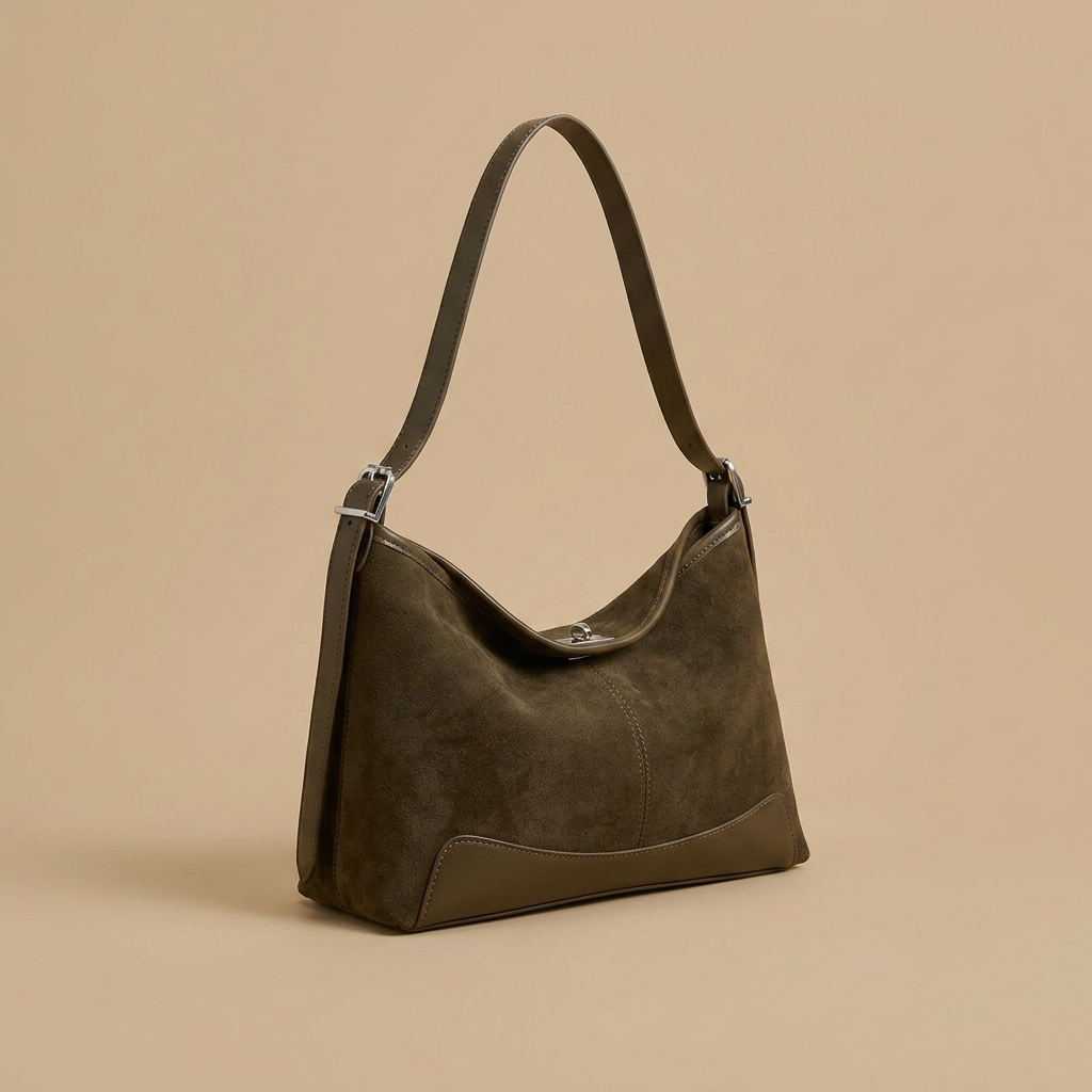 Bolso de Hombro con Panel Base en Contraste