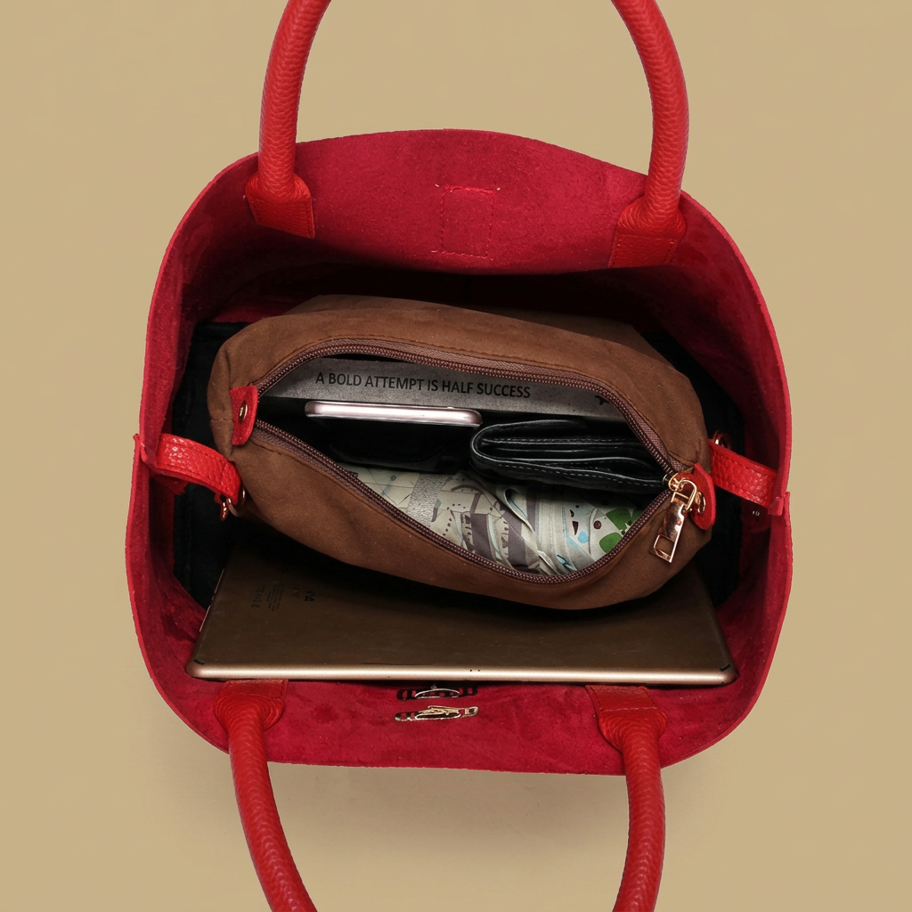 Bolso de Hombro para Mujeres de Cuero con Accesorios Dorados