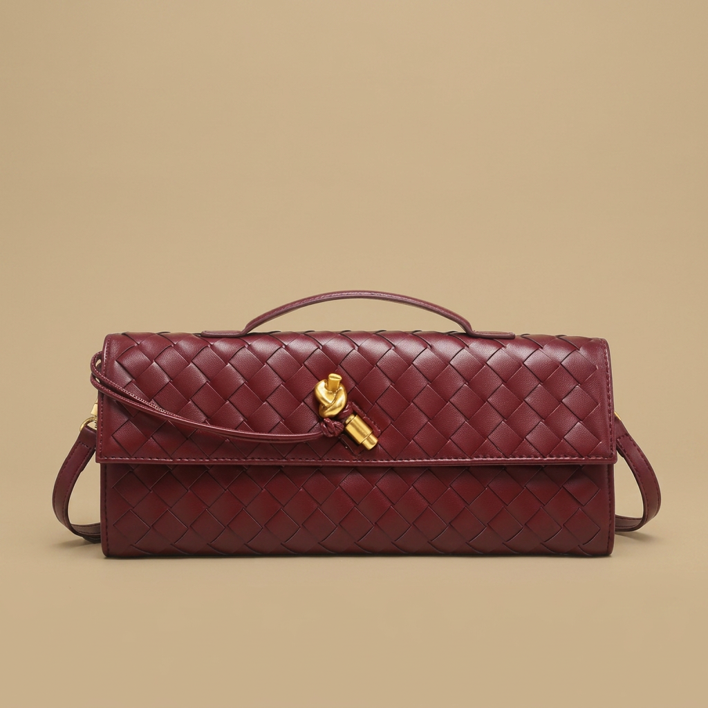 Bolso de Mano Cruzado de Cuero Trenzado
