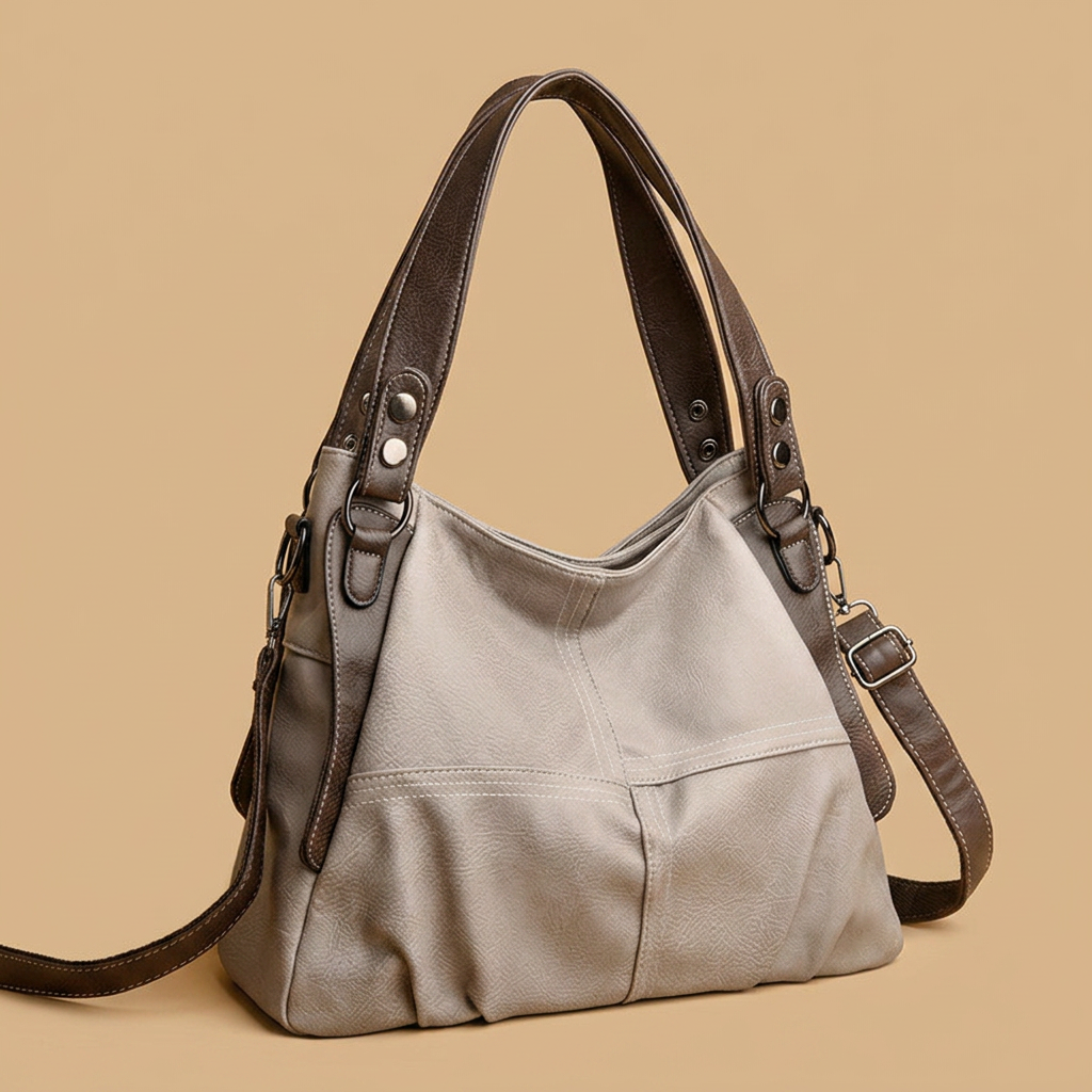 Bolso de Hombro con Costuras en Contraste
