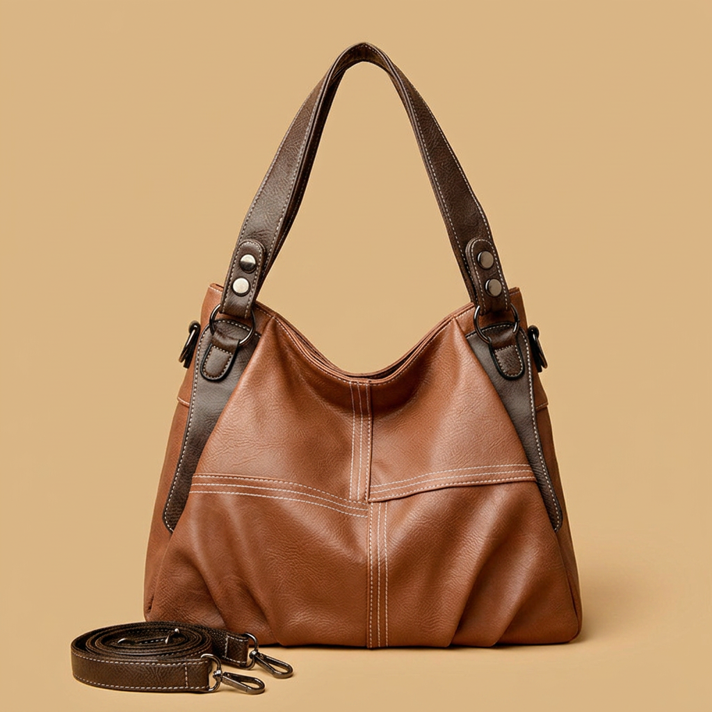 Bolso de Hombro con Costuras en Contraste