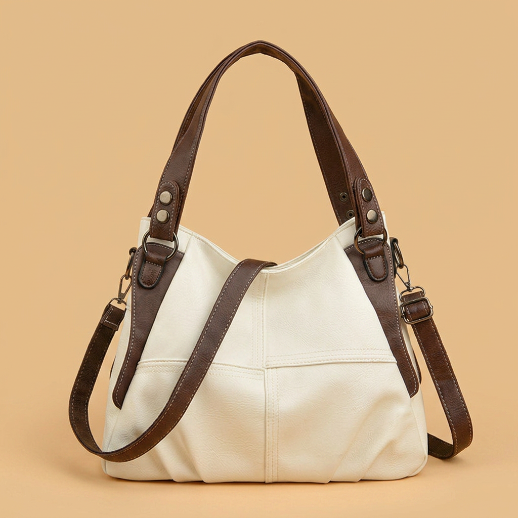 Bolso de Hombro con Costuras en Contraste