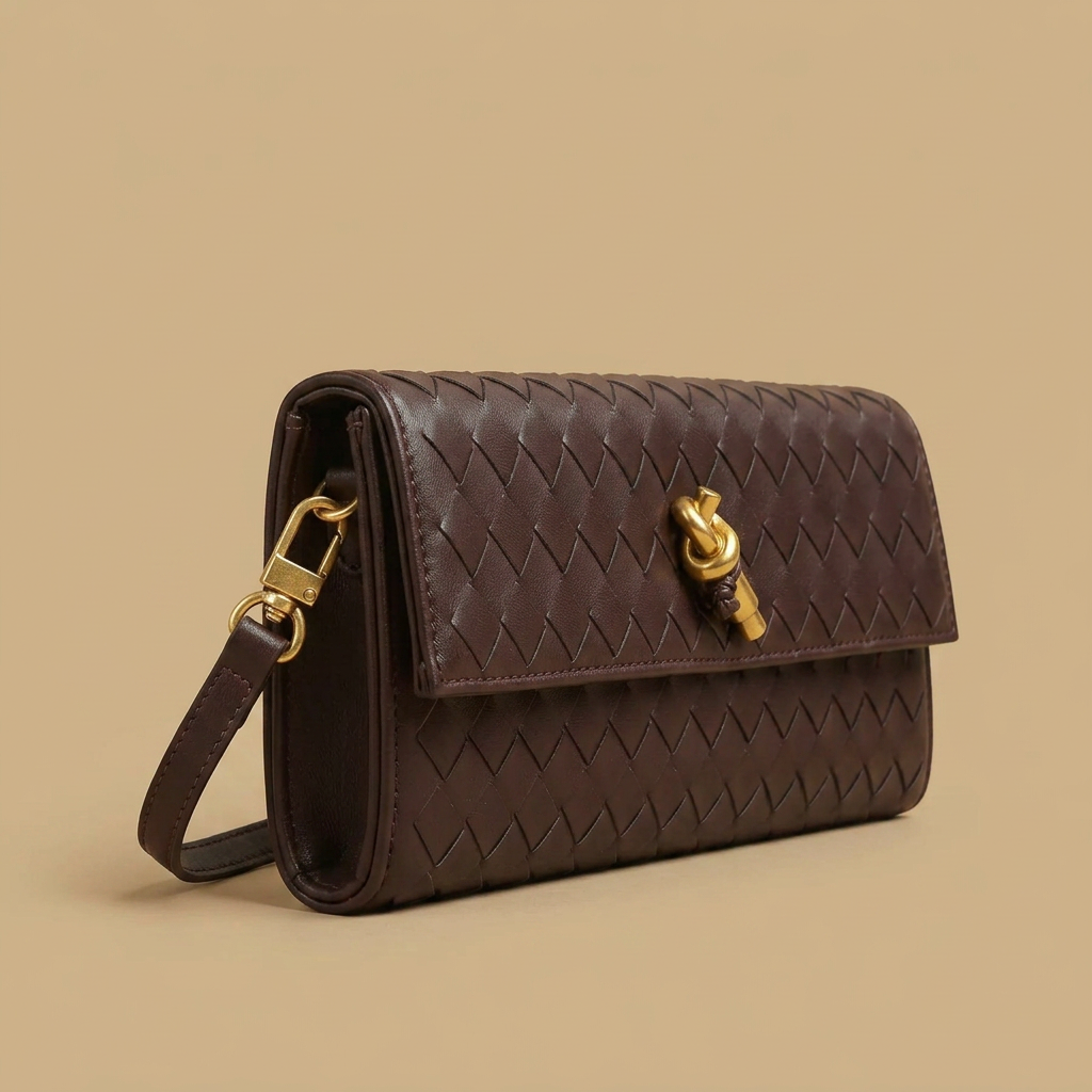 Bolso de Mano Cruzado de Cuero Trenzado