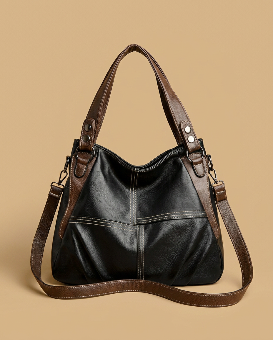 Bolso de Hombro con Costuras en Contraste