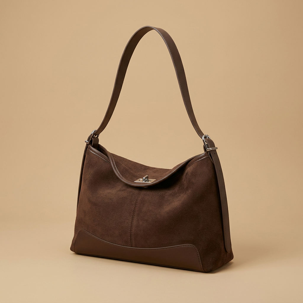 Bolso de Hombro con Panel Base en Contraste