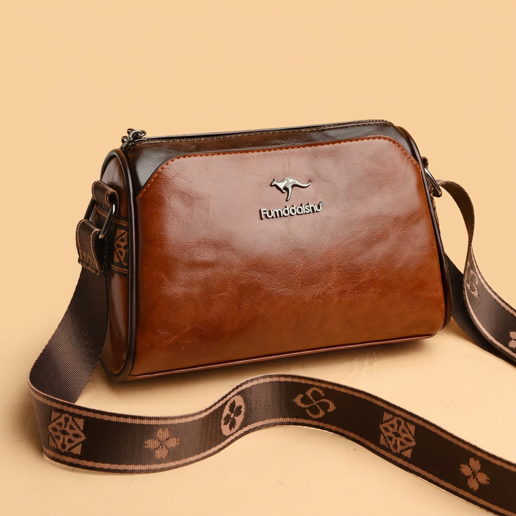 Bolso Bandolera de Cuero Estructurado con Solapa