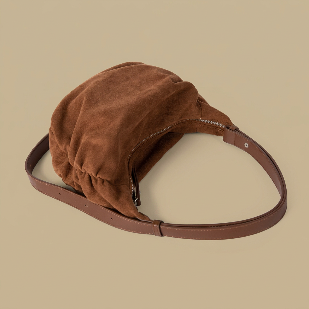 Bolso Hobo con Textura de Ante