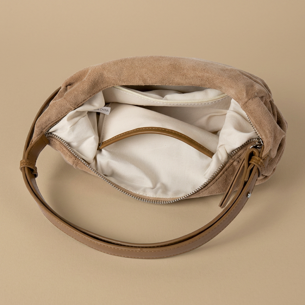 Bolso Hobo con Textura de Ante