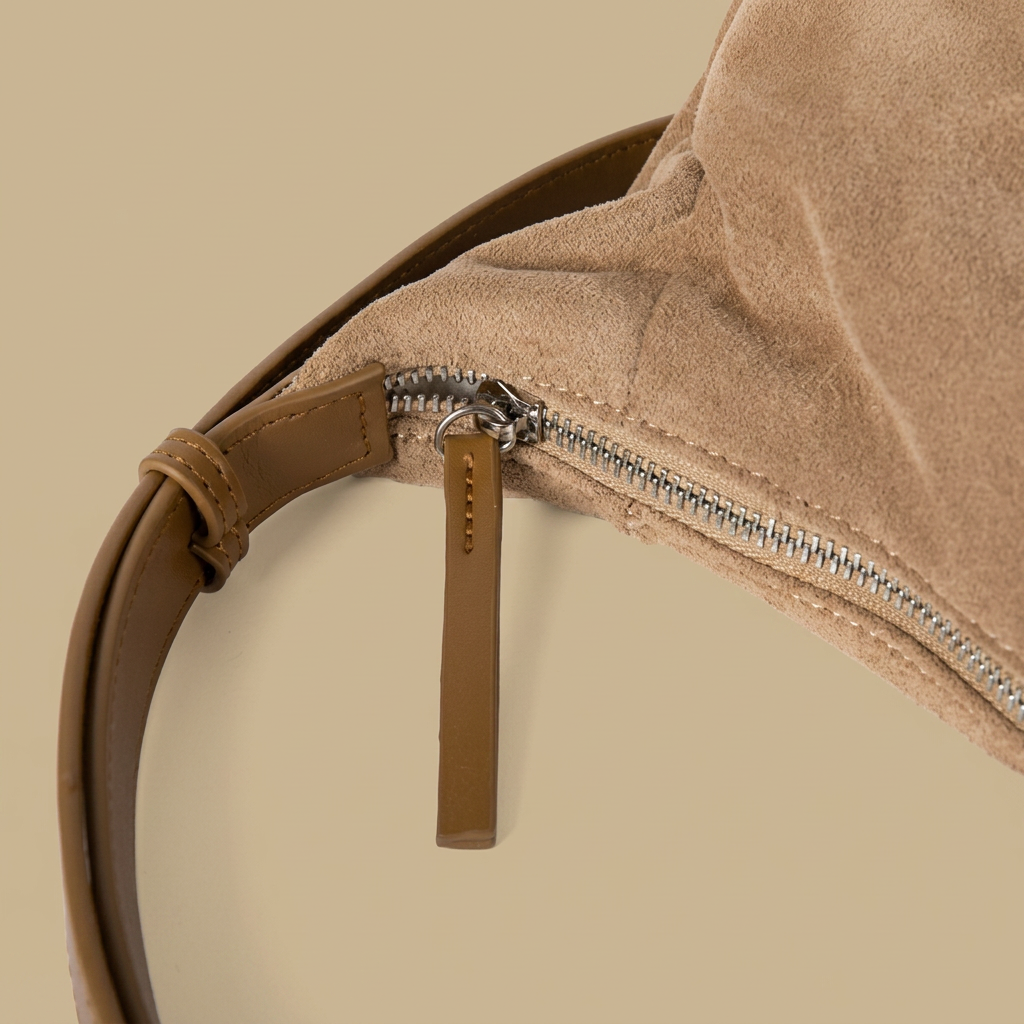 Bolso Hobo con Textura de Ante