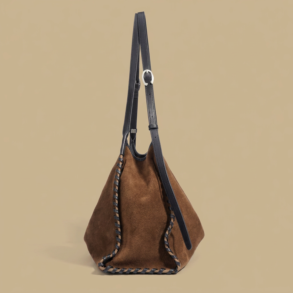 Bolso Hobo con Bordes de Puntada Decorativa