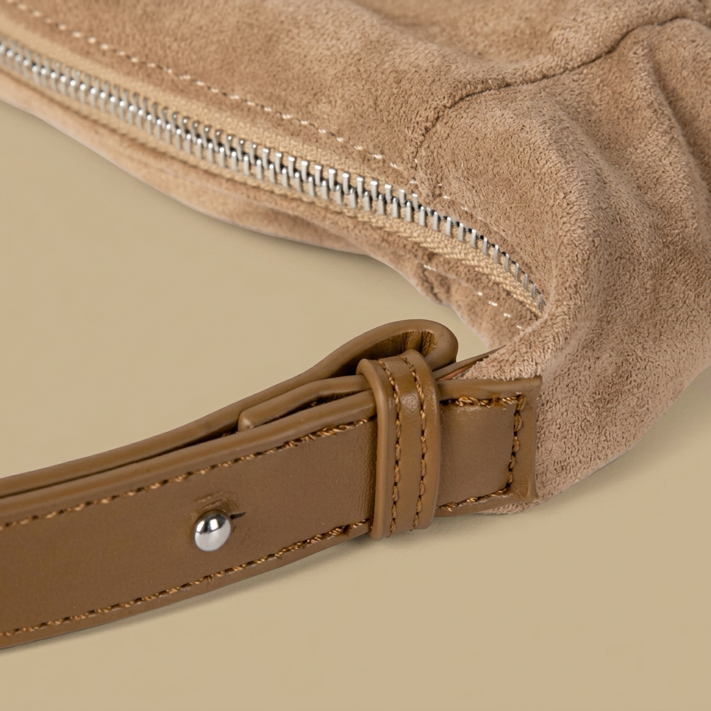 Bolso Hobo con Textura de Ante