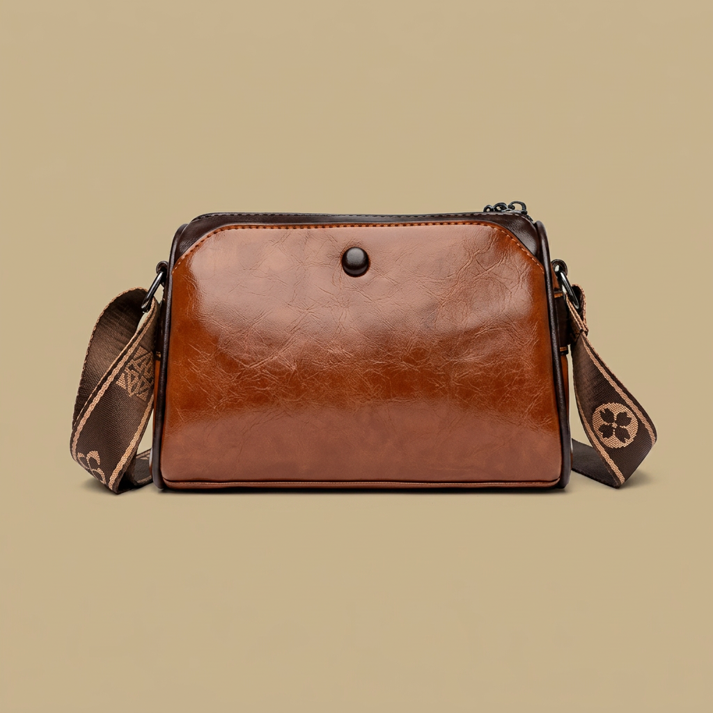 Bolso Bandolera de Cuero Estructurado con Solapa