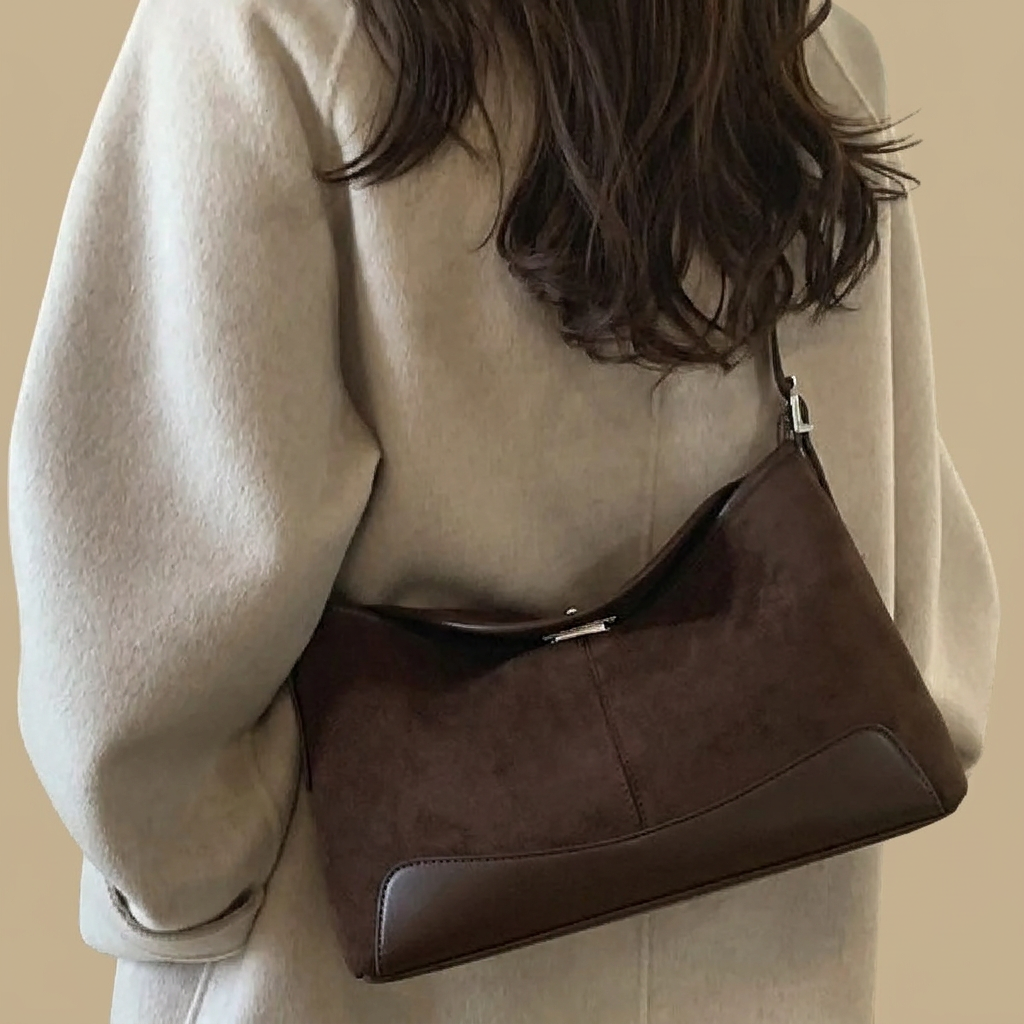 Bolso de Hombro con Panel Base en Contraste