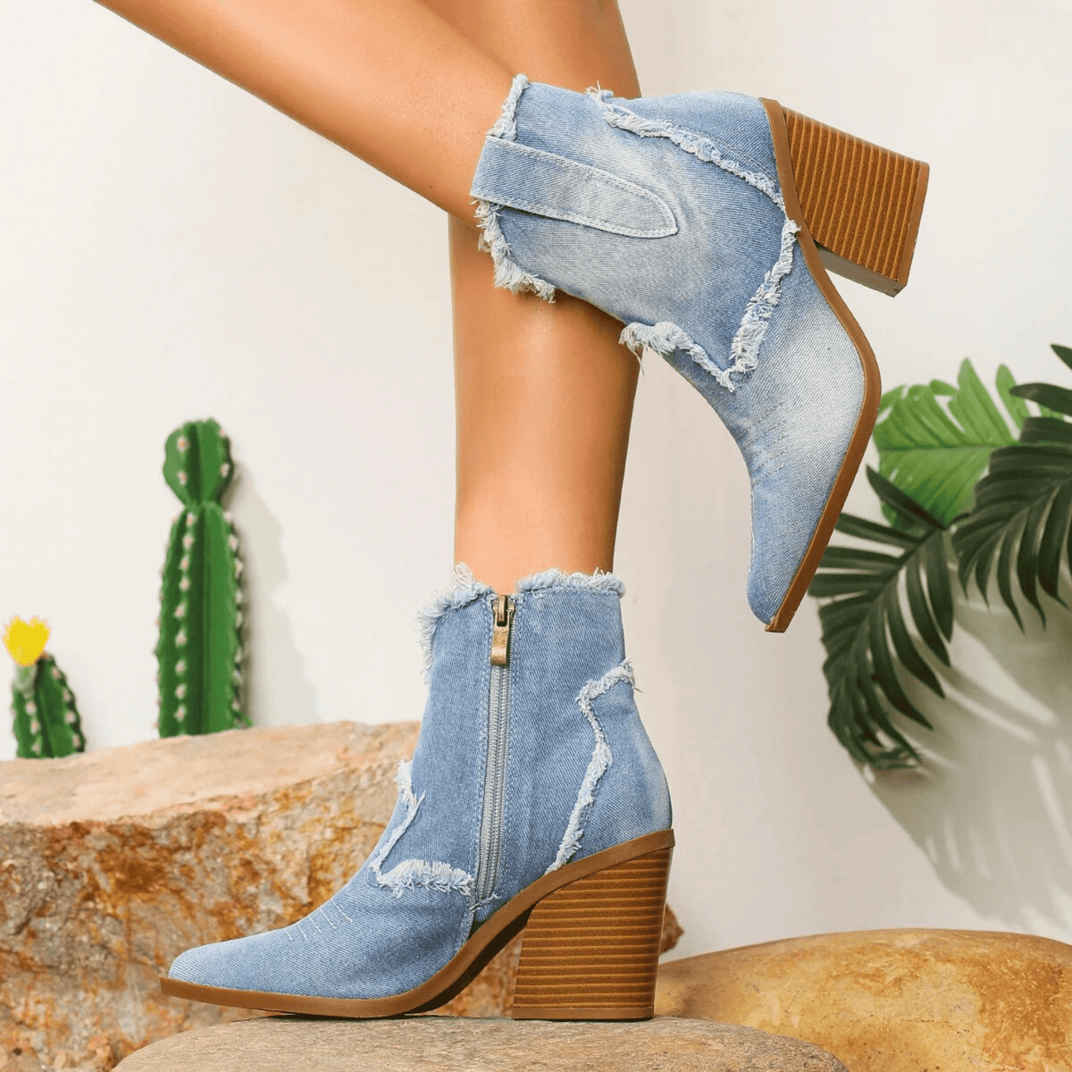 Aurela – Stivaletti in denim a punta