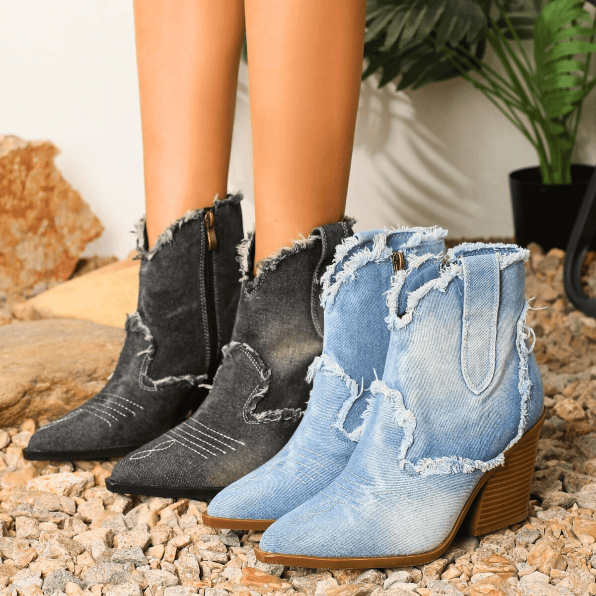 Aurela – Stivaletti in denim a punta
