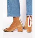Vivienne – Stivaletti kaki con inserti a contrasto