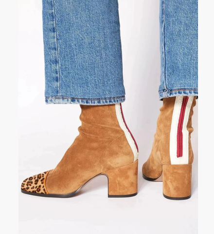 Vivienne – Stivaletti kaki con inserti a contrasto