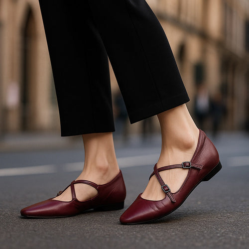 Amara | Ballerine in vera pelle con fasce incrociate