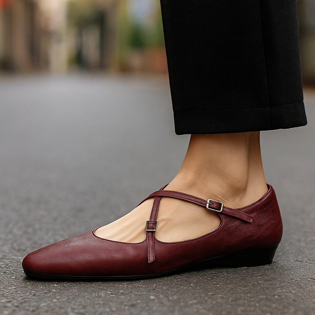 Amara | Ballerine in vera pelle con fasce incrociate
