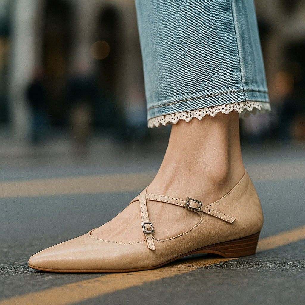 Amara | Ballerine in vera pelle con fasce incrociate