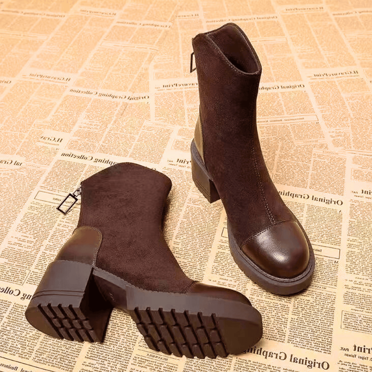 Rowan – Stivali effetto camoscio con inserti lisci