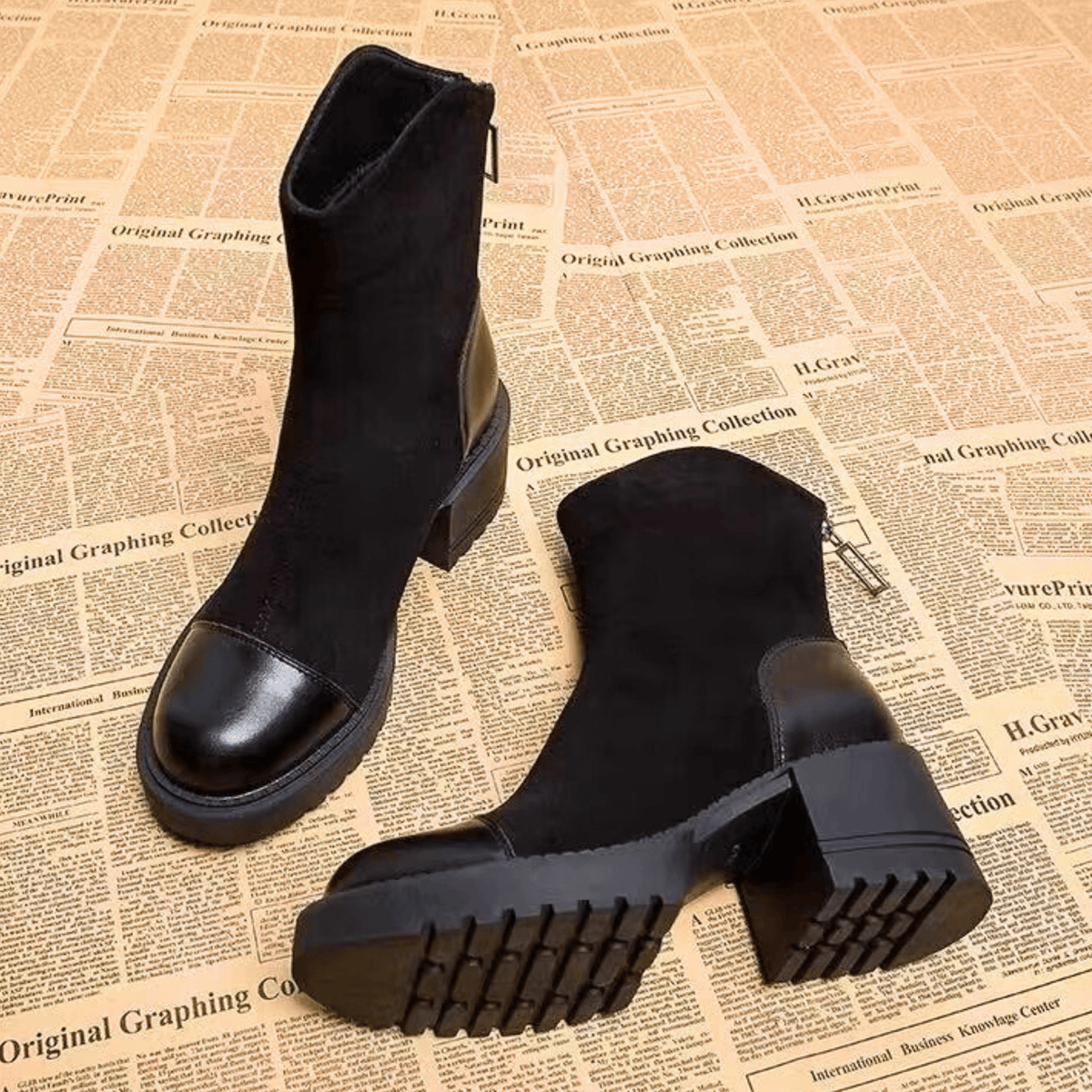 Rowan – Stivali effetto camoscio con inserti lisci