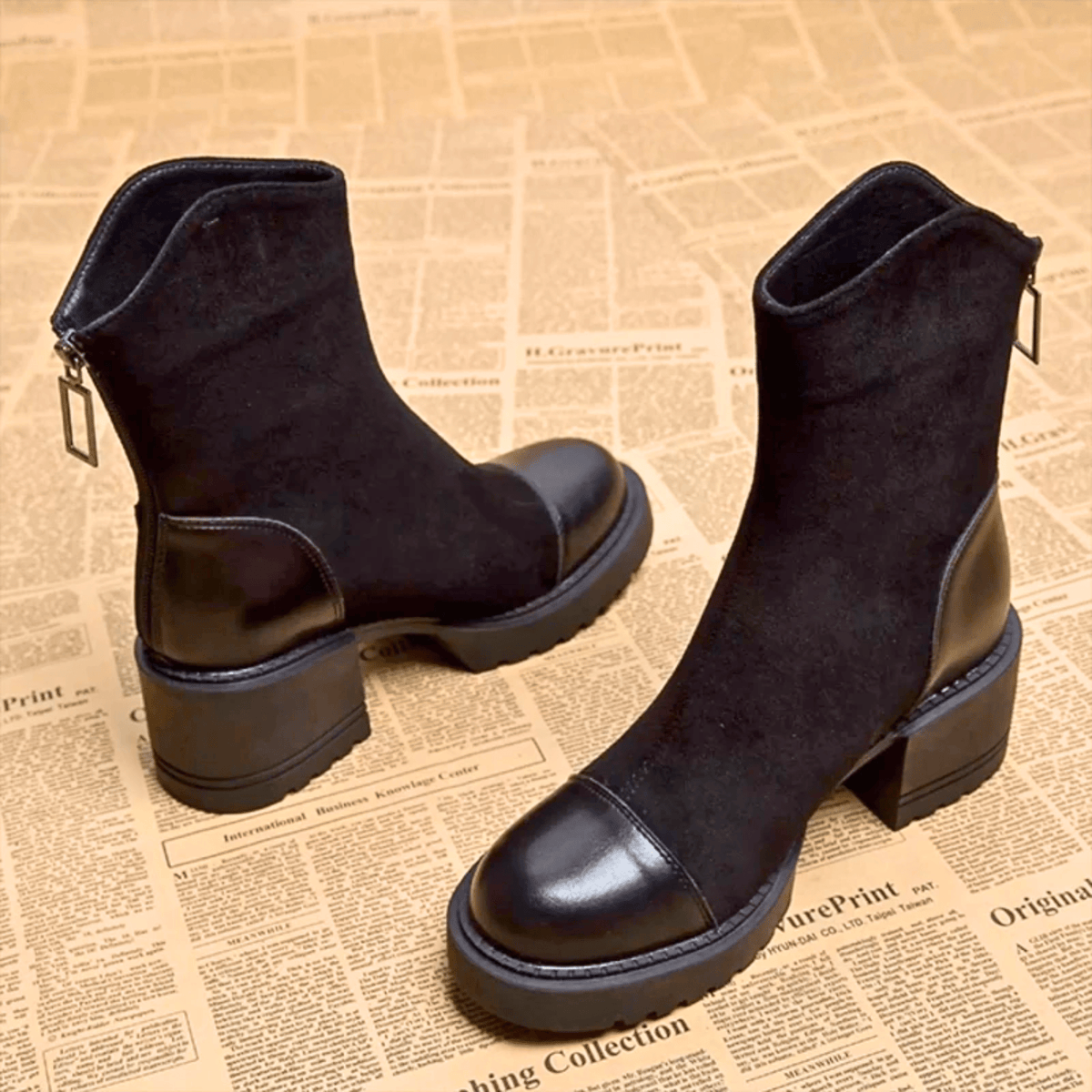 Rowan – Stivali effetto camoscio con inserti lisci