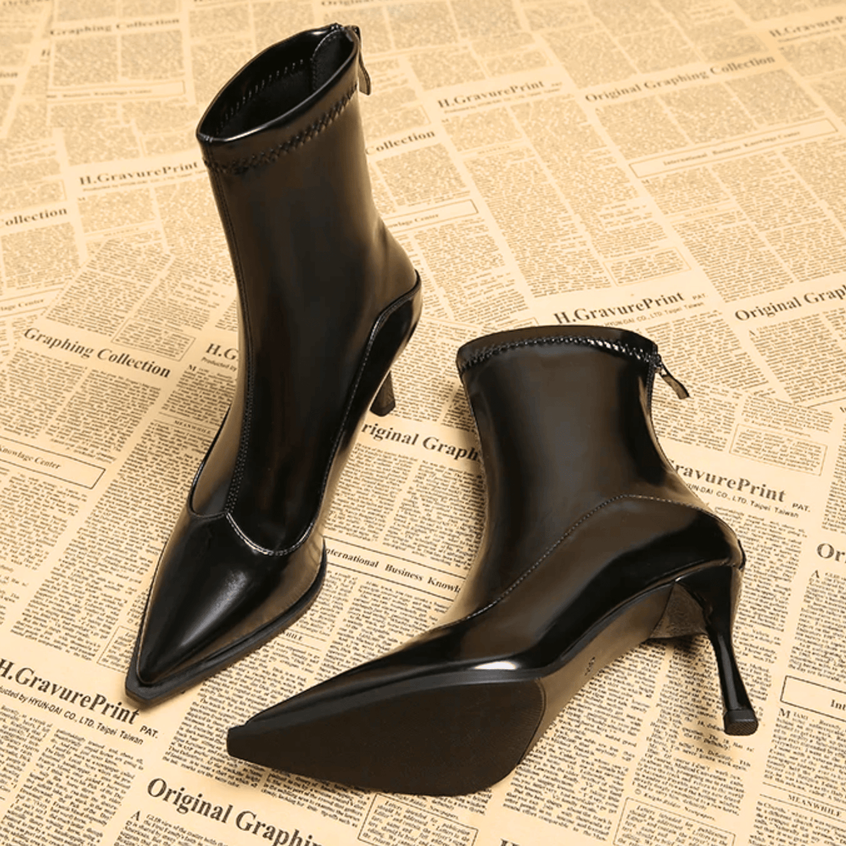 Seraphine – Stivali a punta con cuciture decorative