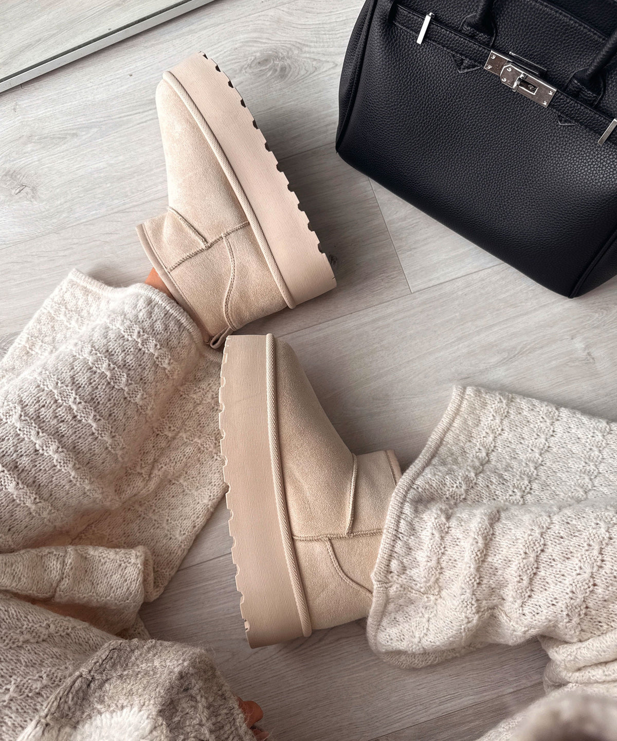 Nina | Stivaletti con plateau foderati beige