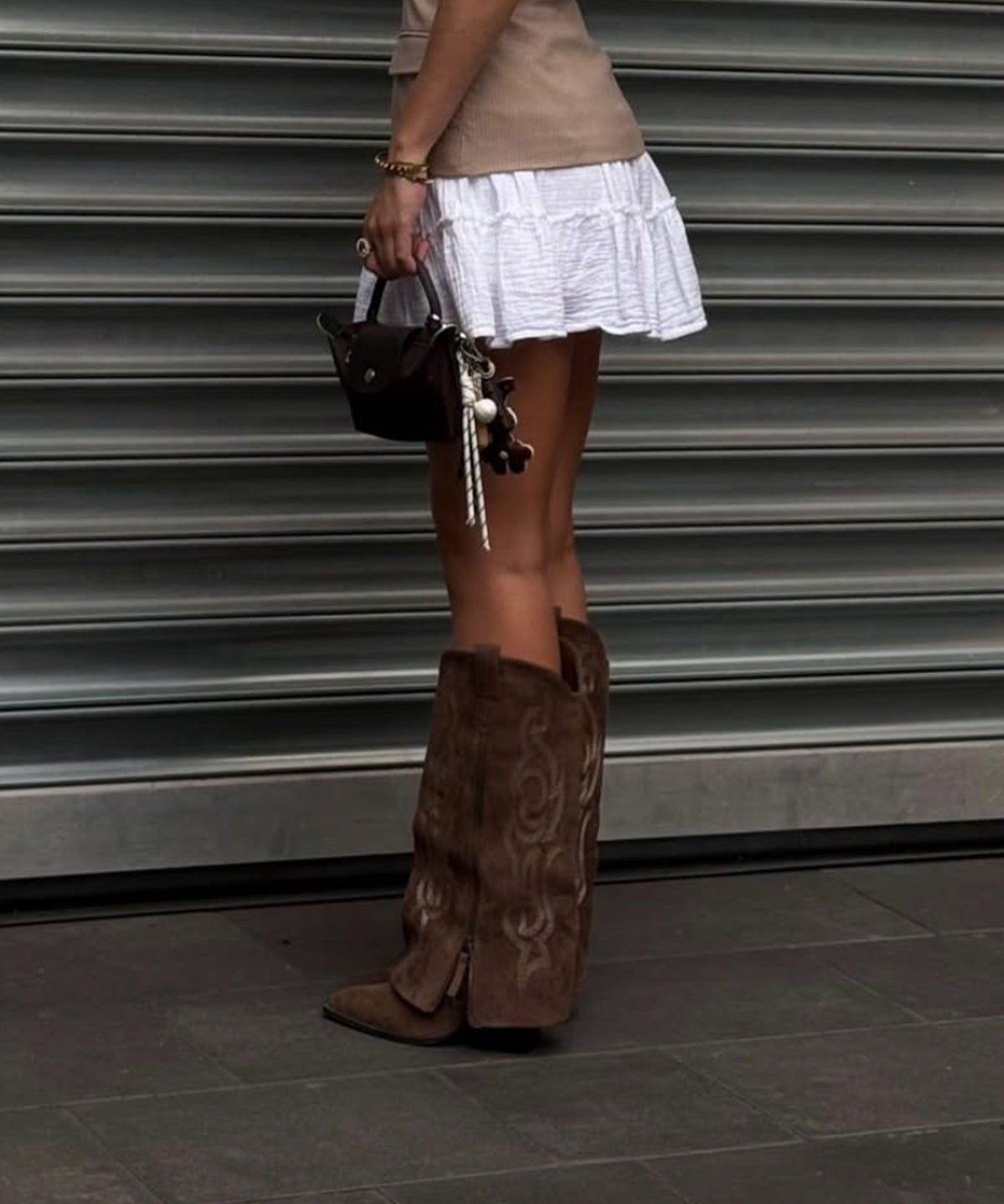 Lavinia | Stivali cowboy con zip marroni